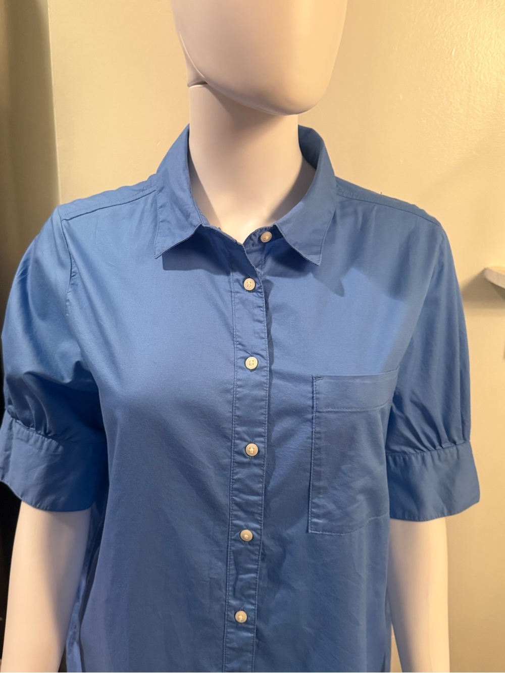 Old Navy Blue Short-Sleeve Button-Front Shirt Dress - Picture 5 of 9